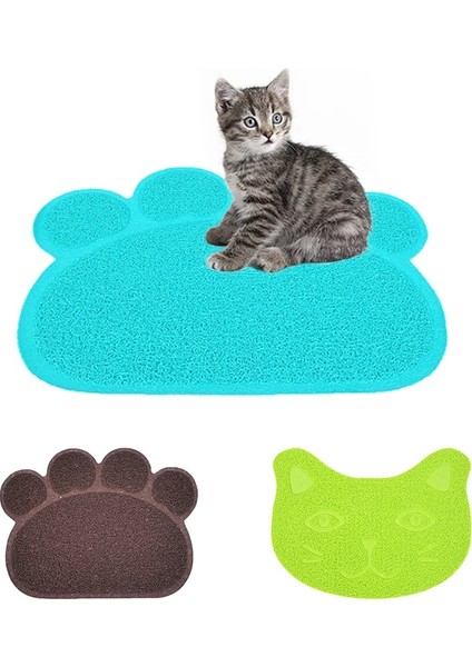 No.2 Tarzı Su Geçirmez Pet Kedi Kumu Mat Sevimli Pençe Şekli Besleme Pedi Pvc Kolay Temizlik Çift Katmanlı Kediler Pet Kediler Için Tuvalet Paspasları Malzemeleri (Yurt Dışından)