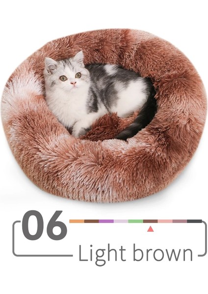 06 Açık Kahverengi Tarzı Xl 70CM Süper Yumuşak Uzun Peluş Kedi Yatağı Pet Mat Evi Köpek Yatağı Kış Sıcak Uyuyan Kediler Yuva Yuvarlak Kedi Yastık Rahat Evcil Hayvanlar Ürünleri (Yurt Dışından)