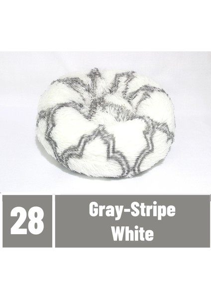 Gri-Çizgi Stili M-60CM Tnly Uzun Peluş Kedi Yatak Ev Yavrusu Mat Kış Sıcak Uyku Kediler Yuva Yumuşak Uzun Peluş Köpek Sepeti Pet Yastık Taşınabilir Pet Yatak (Yurt Dışından)