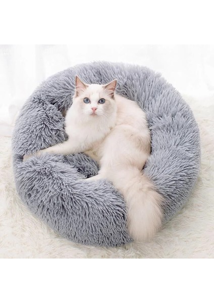 Koyu Gri Tarzı 50CM 10 Renk Süper Yumuşak Kedi Yatağı Yuvarlak Kabarık Kedi Uyku Sepeti Uzun Peluş Sıcak Pet Mat Sevimli Hafif Rahat Dokunmatik Kulübesi (Yurt Dışından) fırsatları