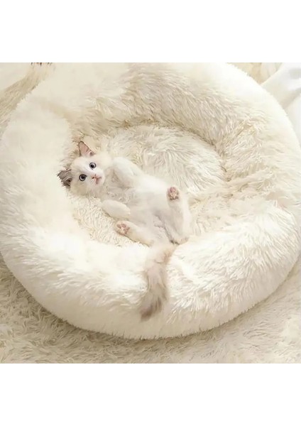 Açık Gri Stil 30CM Pet Kedi Yatak Yastık Köpek Yuvarlak Sepet Ev Kış Sıcak Uzun Peluş Süper Yumuşak Uyku Tulumu Yavru Kedi Yastık Mat Yatak Için Kedi Malzemeleri (Yurt Dışından) fiyatları