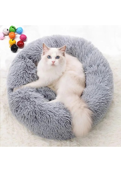 Açık Gri Stil 30CM Pet Kedi Yatak Yastık Köpek Yuvarlak Sepet Ev Kış Sıcak Uzun Peluş Süper Yumuşak Uyku Tulumu Yavru Kedi Yastık Mat Yatak Için Kedi Malzemeleri (Yurt Dışından) modelleri