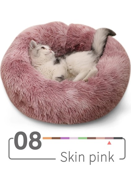 08 Cilt Pembe Stili 60CM Süper Yumuşak Uzun Peluş Kedi Yatağı Pet Mat Evi Köpek Yatağı Kış Sıcak Uyuyan Kediler Yuva Yuvarlak Kedi Yastık Rahat Evcil Hayvanlar Ürünleri (Yurt Dışından)