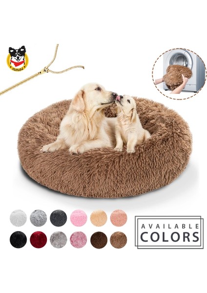 Peripembe Tarzı Xs-40 Yuvarlak Uzun Peluş Köpek Yatağı Çıkarılabilir Yıkanabilir Fermuar Pet Mat Kış Sıcak Uyuyan Kediler Yuva Yumuşak Sepet Yastık Taşınabilir (Yurt Dışından)