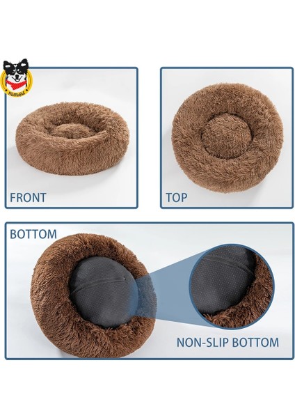 Peripembe Tarzı Xs-40 Yuvarlak Uzun Peluş Köpek Yatağı Çıkarılabilir Yıkanabilir Fermuar Pet Mat Kış Sıcak Uyuyan Kediler Yuva Yumuşak Sepet Yastık Taşınabilir (Yurt Dışından)