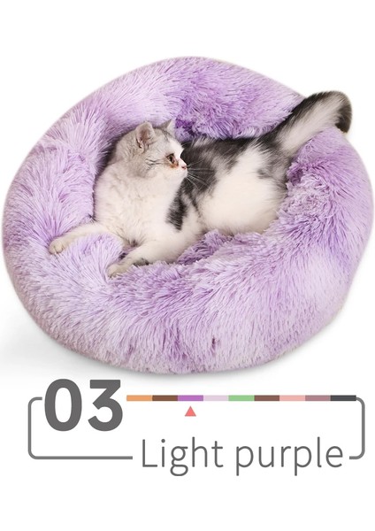 03 Açık Mor Tarzı 60CM Süper Yumuşak Uzun Peluş Kedi Yatağı Pet Mat Evi Köpek Yatağı Kış Sıcak Uyuyan Kediler Yuva Yuvarlak Kedi Yastık Rahat Evcil Hayvanlar Ürünleri (Yurt Dışından)