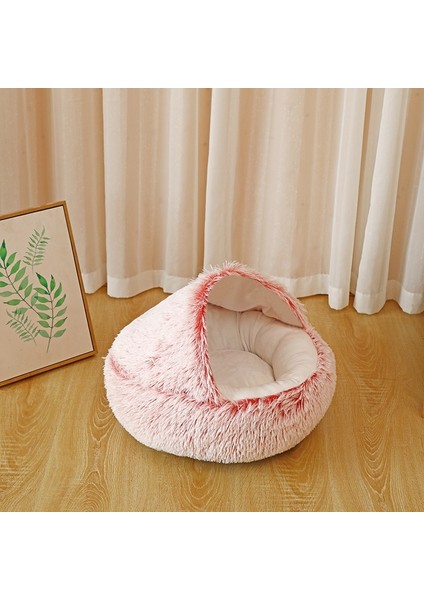 Pembe Stil 50CM Kedi Yuvarlak Peluş Yatak Sıcak Ev Küçük Köpekler Için Yumuşak Uzun Pet Yatak Yuva 2 1 Kanepe Uyku Minderi (Yurt Dışından)