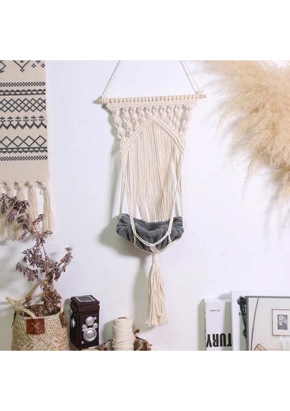 Mat 02 Tarzı El Yapımı Örgü Makrome Hamak Kedi ve Küçük Pet Dekorasyon Için Asılı Duvar Salıncak Pamuk Net Çanta Yatak Boho Ev Pet Yuva Dekor (Yurt Dışından)