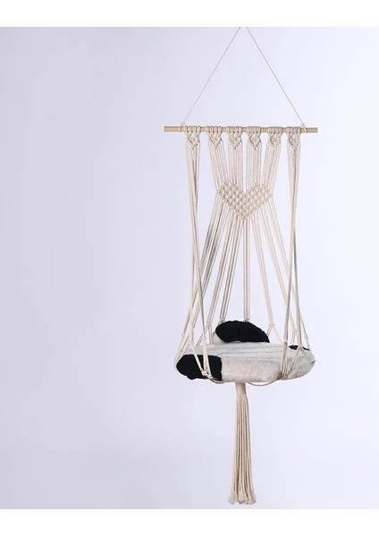 Mat 02 Tarzı El Yapımı Örgü Makrome Hamak Kedi ve Küçük Pet Dekorasyon Için Asılı Duvar Salıncak Pamuk Net Çanta Yatak Boho Ev Pet Yuva Dekor (Yurt Dışından)