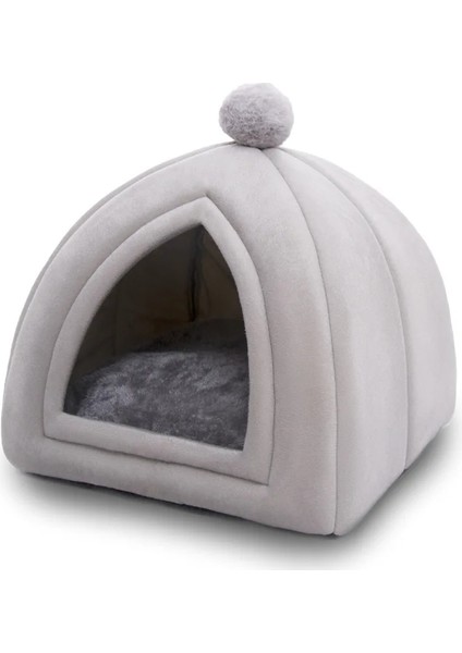 Gri Tarzı 44X44X50CM Kış Kedi Yatak Evi Çıkarılabilir ve Yıkanabilir Çadır Tipi Kediler Yuva Yumuşak Kaymaz Alt Pet Mağarası Yavru Kediler Için Uyku Malzemeleri (Yurt Dışından)
