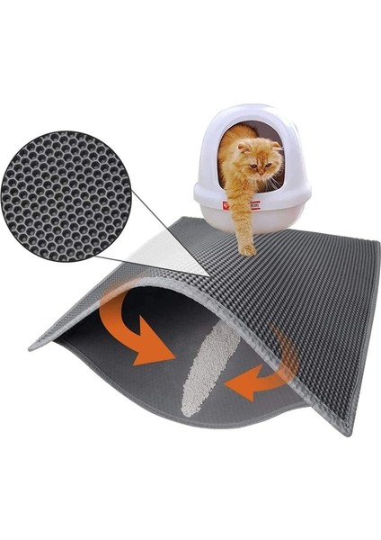 Gri Tarzı 55X75 cm Kedi Kumu Mat Petek Çift Katmanlı Su Geçirmez Idrar Geçirmez Yakalama Mat Çöp Kutusu Mat Kolay Temiz Dağılma Kontrolü Kum Paspasları (Yurt Dışından)