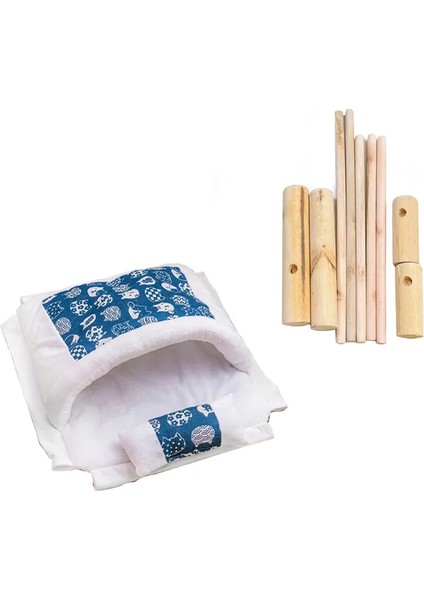 Gri Tarzı 53X47X26CM Japon Kedi Yatağı Kediler Için Yükseltilmiş Yatak Küçük Köpekler Ahşap Pet Şezlong Evi Kış Sıcak Yavru Kedi Yuvası Çıkarılabilir Uyku Tulumu Kulübesi (Yurt Dışından)