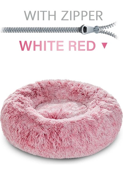 Beyazkırmızı Stil XS-40CM Sakinleştirici Donut Köpek Yatağı Xxl Sıcak Yumuşak Uzun Peluş Samll Için Pet Yastık Büyük Köpek Evi Kedi Kral Yatak Yıkanabilir Kabarık Pet Kanepe Mat (Yurt Dışından)