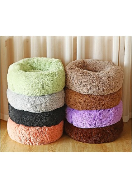 Siyah Stil M 50CM 1-5 kg ​​evcil Hayvan 2021 Yeni Yuvarlak Peluş Köpek Yatağı Donut Kış Sıcak Uyku Yavrusu Yuva Yumuşak Uzun Sevişmek Kedi Mat Pet Yastık Malzemeleri Yastık (Yurt Dışından) indirimleri