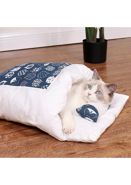 B Tarzı U 65X50CM Japon Tarzı Pet Yorgan Nefes Kedi Köpek Uyku Tulumu Sıcak Ev Yarı Kapalı Yavru Yavru Kedi Kulübesi Çıkarılabilir Yumuşak Yatak Yuva (Yurt Dışından) modelleri
