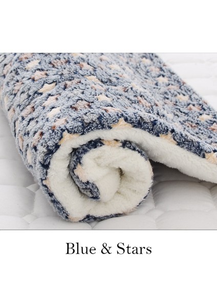 Yıldız Stili ile Mavi 32X25CM Yumuşak Flanel Kalınlaşmış Pet Yumuşak Polar Ped Pet Battaniye Yatak Mat Yavru Köpek Kedi Kanepe Yastık Ev Halısı Sıcak Tutmak Uyku Örtüsü (Yurt Dışından)