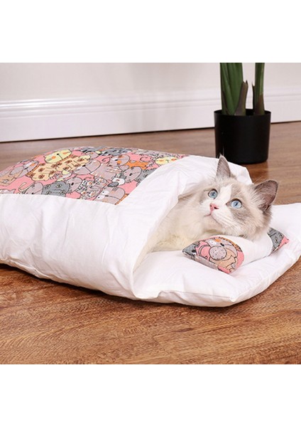 B Tarzı U 65X50CM Japon Tarzı Pet Yorgan Nefes Kedi Köpek Uyku Tulumu Sıcak Ev Yarı Kapalı Yavru Yavru Kedi Kulübesi Çıkarılabilir Yumuşak Yatak Yuva (Yurt Dışından) fırsatları