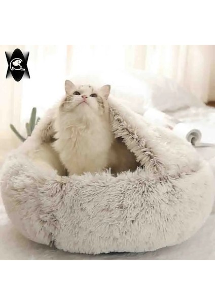 Uzun Peluş Gri Tarzı 35CM Kış 2 1 Kedi Yatak Yuvarlak Sıcak Pet Yatak Ev Uzun Peluş Köpek Yatağı Sıcak Uyku Tulumu Küçük Köpekler Kediler Için Kanepe Yastık Yuva (Yurt Dışından)