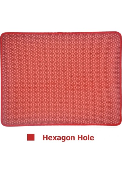 Kırmızı Stil 45X60CM Pet Kedi Kumu Mat Eva Çift Katmanlı Kedi Kumu Trapper Paspaslar, Su Geçirmez Alt Katmanlı Kaymaz Evcil Hayvan Kumu Kara Kedi Yatak Matı (Yurt Dışından)