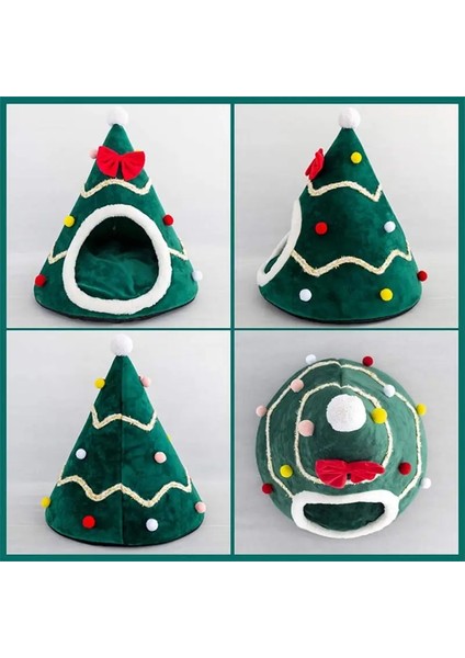 Yeşil Stil S 45X38X38CM Kedi Yatak Ev Noel Ağacı Şekli Köpek Kulübesi Yıkanabilir Kedi Mat Yavru Mağara Kış Sıcak Kediler Için Pet Yataklar Köpekler Pet Aksesuarları (Yurt Dışından) modelleri