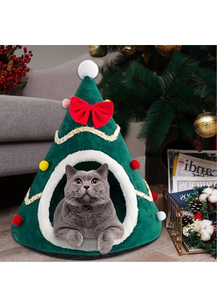 Yeşil Stil S 45X38X38CM Kedi Yatak Ev Noel Ağacı Şekli Köpek Kulübesi Yıkanabilir Kedi Mat Yavru Mağara Kış Sıcak Kediler Için Pet Yataklar Köpekler Pet Aksesuarları (Yurt Dışından) fırsatları