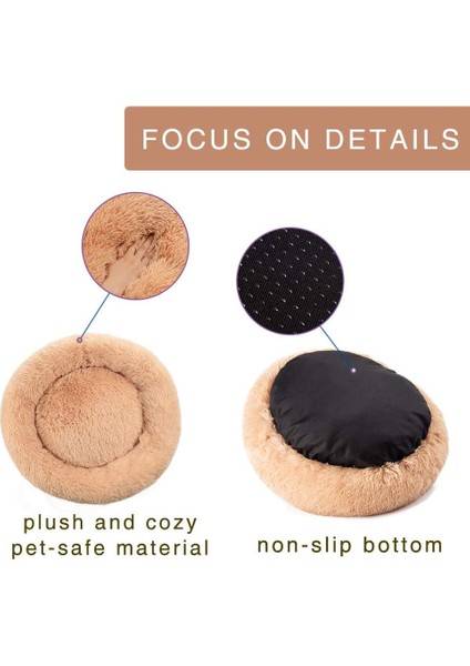 Fuşya Stili 30CM Uzun Peluş Kabarık Pet Köpek Yatağı Claming Köpek Yatakları Donut Yuvarlak Kedi Köpek Tezgahı Yumuşak Sıcak Chihuahua Kulübesi Büyük Mat Pet Malzemeleri (Yurt Dışından) fırsatları