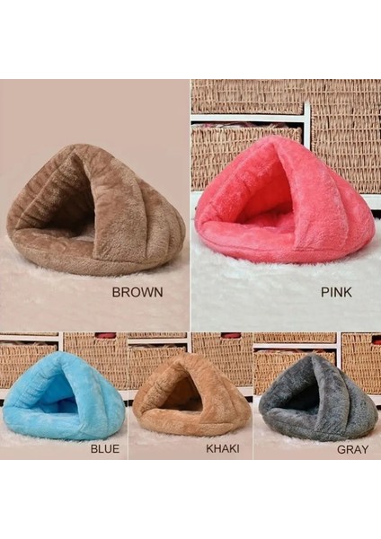 Kahverengi Tarzı L Beden 2 Boyutlu Pet Peluş Yuva Üçgen Şekli Katı Yumuşak Kedi Yatağı Pet Köpek Kedi Mağarası Iglo Yatak Sepeti Yumuşak Rahat Kapalı Yastık Kulübesi (Yurt Dışından) indirimleri