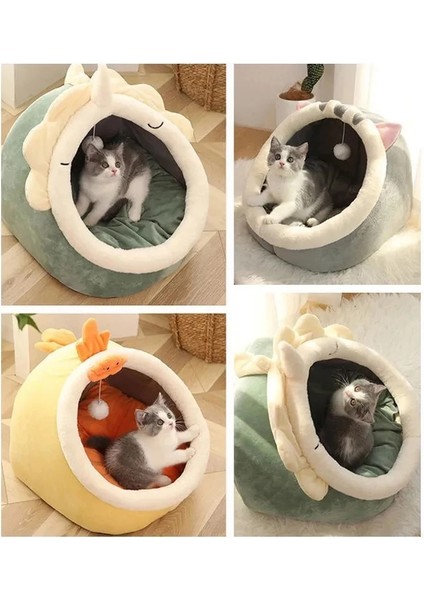 Yeşil Stil 40X38X34 Kedi Tünel Evi Için Pet Yatak Yumuşak Sıcak Kış Köpek Yatağı Kediler Evi Kulübesi Yavru Kedi Şezlong Minderi Pet Sepet Yıkanabilir Uyku Tulumu (Yurt Dışından) modelleri