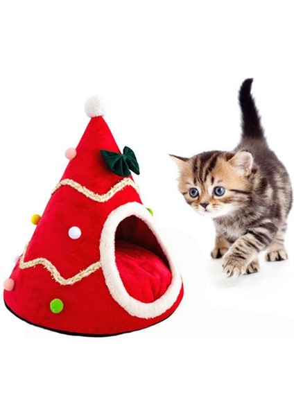 Yeşil Stil L Beden Sonbahar Kış Noel Ağacı Şekli Kedi Evi Sıcak Uyku Yumuşak Yatak Yarı Kapalı Pet Yuva Hamster Sincap Tavşan Yavru Köpek (Yurt Dışından) fiyatları