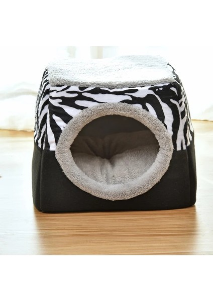 Siyah-Zebra Tarzı Boy 38X38X34CM 2 In 1 Kedi Çadır Mağara Yatak Yumuşak Kapalı Kapalı Kapalı Pet House Rahat Kedi Yavrusu Uyku Yatakları Köpek Yavrusu Için Çıkarılabilir Yastık ile (Yurt Dışından)