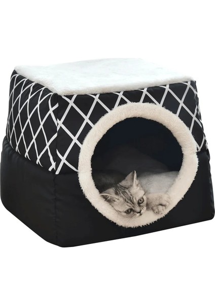 Siyah-Zebra Tarzı Boy 38X38X34CM 2 In 1 Kedi Çadır Mağara Yatak Yumuşak Kapalı Kapalı Kapalı Pet House Rahat Kedi Yavrusu Uyku Yatakları Köpek Yavrusu Için Çıkarılabilir Yastık ile (Yurt Dışından) modelleri