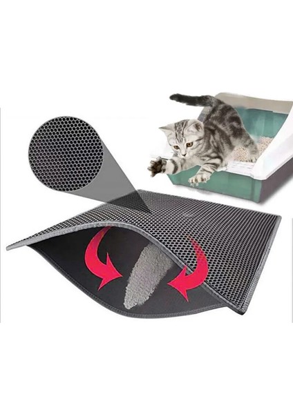 Gri Stil 30X45CM Pet Kedi Kumu Mat Katlanır Su Geçirmez Çift Katmanlı Kumu Kedi Yatağı Yakalama Pet Çöp Kutusu Mat Ped Ürünleri Kediler Evi Için Temiz (Yurt Dışından)
