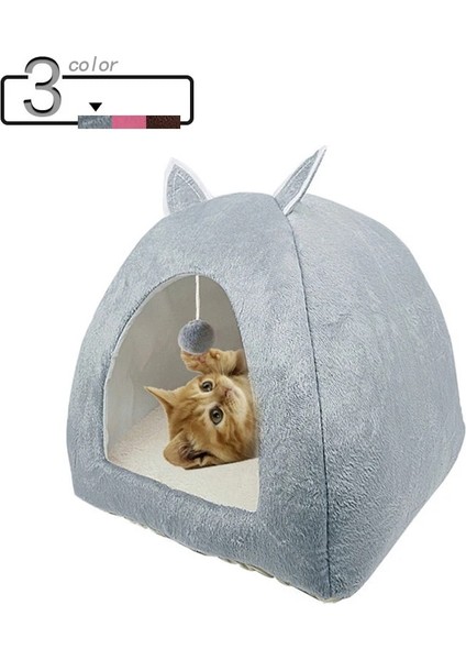 Gri Tarzı L 43CMX43CMX46CM Sevimli Kedi Yatak Kapalı Yavru Ev Kediler Için Sıcak Küçük Köpekler Yuva Katlanabilir Kedi Mağarası Uyku Peluş Paspaslar Yumuşak Kedi Evi (Yurt Dışından) fırsatları