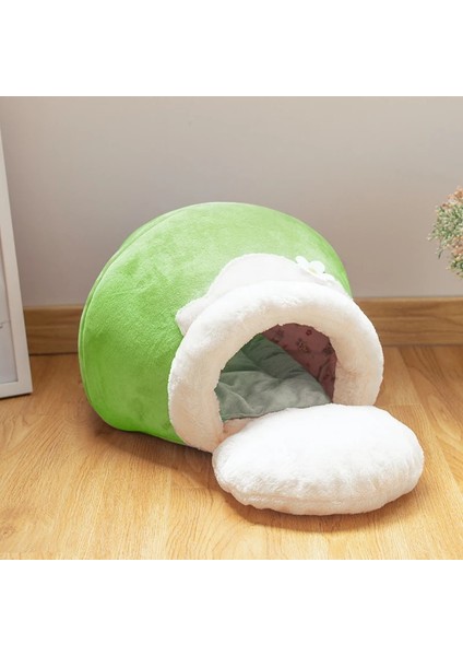 Yeşil Stil S 56X35X29CM Kış Sıcak Kedi Yatak Peluş Yumuşak Taşınabilir Katlanabilir Sevimli Kedi Evi Mağara Uyku Tulumu Yastık Kalınlaşmış Pet Yatak Yavru Ürünleri (Yurt Dışından)