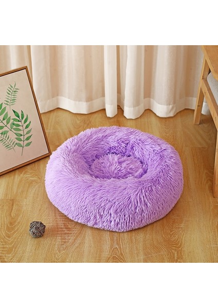 Mor Tarzı L 60CM 1-8kg 2021 Yeni Yuvarlak Peluş Köpek Yatağı Donut Kış Sıcak Uyku Yavrusu Yuva Yumuşak Uzun Sevişmek Kedi Mat Pet Yastık Malzemeleri Yastık (Yurt Dışından)