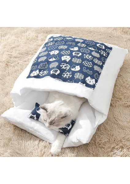 Taç Tarzı S 45X30CM Kedi Uyku Tulumu Sarılmak Mağara Yatak Köpek Yatakları Kış Kendinden Isınma Pet House Yastık ile Japon Futon Yavru Küçük Yavru Köpekler Için (Yurt Dışından)