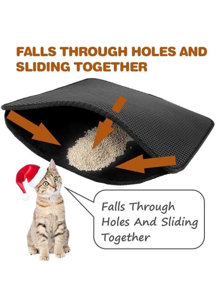 Siyah Stil 55X70 cm Kedi Kumu Mat Pad Trapper Çöp Kutusu Paspaslar Sandbox Tuvalet Çift Katmanlı Kaymaz Eva Evcil Hayvan Ürünleri Için Büyük Küçük Kedi Kumu Tepsisi (Yurt Dışından)