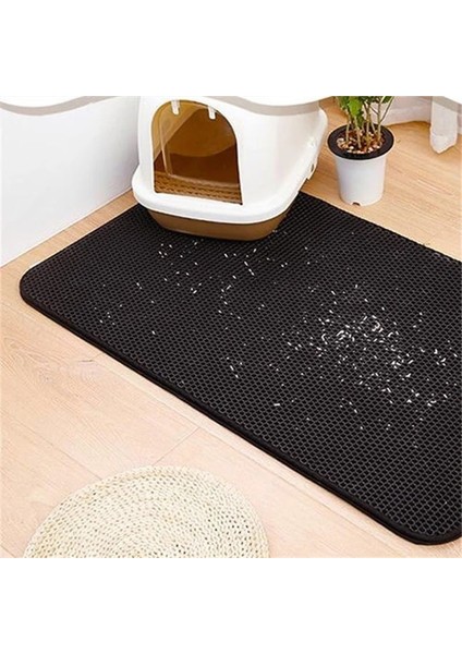 Siyah Stil 55X70 cm Kedi Kumu Mat Pad Trapper Çöp Kutusu Paspaslar Sandbox Tuvalet Çift Katmanlı Kaymaz Eva Evcil Hayvan Ürünleri Için Büyük Küçük Kedi Kumu Tepsisi (Yurt Dışından)