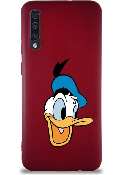 Samsung Galaxy A30S Soft Premier Kapak Donald Duck-A Tasarımlı Silikon Kılıf - Mürdüm