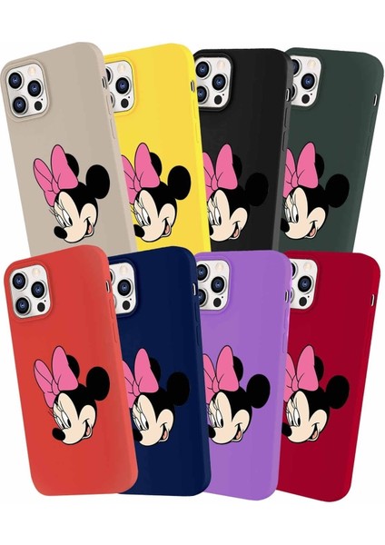 Samsung Galaxy A02S Soft Premier Kapak Minnie Mouse-B Tasarımlı Silikon Kılıf - Pudra