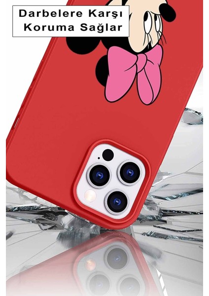 Samsung Galaxy A02S Soft Premier Kapak Minnie Mouse-B Tasarımlı Silikon Kılıf - Pudra