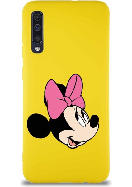 Samsung Galaxy A30S Soft Premier Kapak Minnie Mouse-A Tasarımlı Silikon Kılıf - Sarı