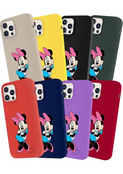 Samsung Galaxy A11 Soft Premier Kapak Minnie Mouse-D Tasarımlı Silikon Kılıf - Mor