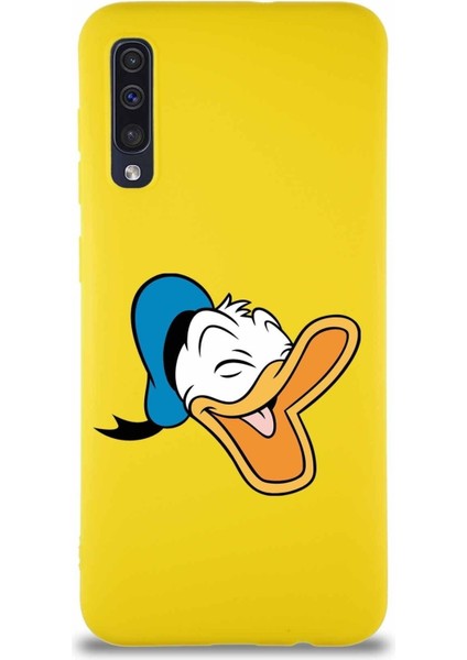 Samsung Galaxy A50 Soft Premier Kapak Donald Duck-E Tasarımlı Silikon Kılıf - Sarı