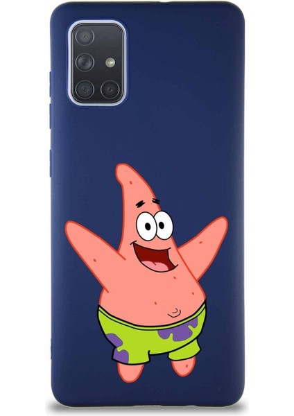 Samsung Galaxy A71 Soft Premier Kapak Patrick Yıldız Tasarımlı Silikon Kılıf - Lacivert