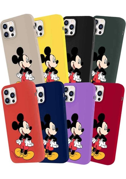 Samsung Galaxy J7 Core Soft Premier Kapak Mickey Mouse-D Tasarımlı Silikon Kılıf - Mürdüm