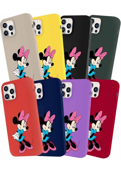 Samsung Galaxy A11 Soft Premier Kapak Minnie Mouse-F Tasarımlı Silikon Kılıf - Yeşil