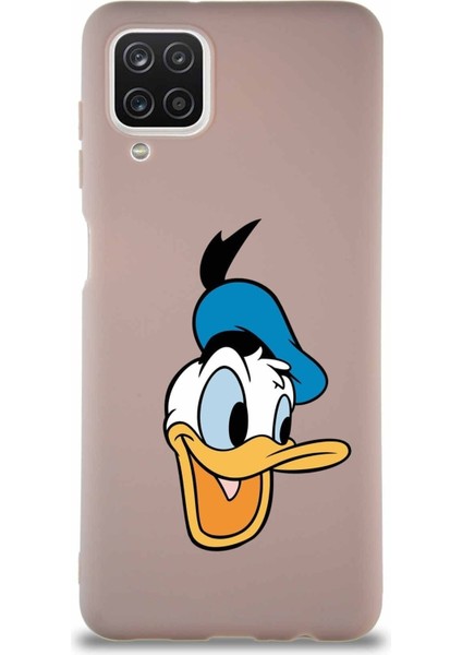 Samsung Galaxy A12 Soft Premier Kapak Donald Duck-A Tasarımlı Silikon Kılıf - Pudra