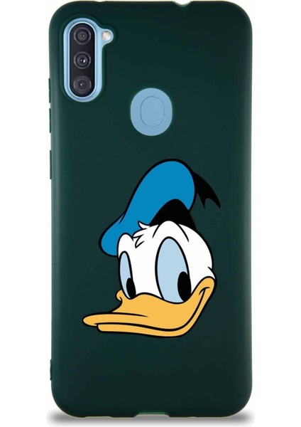 Samsung Galaxy M11 Soft Premier Kapak Donald Duck-B Tasarımlı Silikon Kılıf - Yeşil
