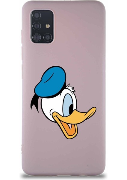 Samsung Galaxy A51 Soft Premier Kapak Donald Duck-F Tasarımlı Silikon Kılıf - Pudra